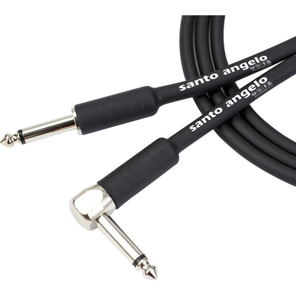 Cabo De Guitarra Angel 0,30mm Conector P10/p10 90º 10ft 3,05 Metros Preto